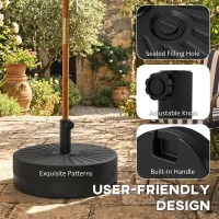 Outsunny Fillable Umbrella Base, 20 inch Water Sand Filled Umbrella Stand, Fit 1.5"/1.9" Umbrella Pole(m-7)