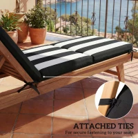 Outsunny Outdoor Chaise Lounge Cushions Set of 2 with 6 Ties, High-Density Foam, for Patio and Poolside, Black and White(m-6)