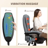 Vinsetto 7-Point Vibrating Massage Chair, Reclining Office Chair with Footrest, Reclining Back, Adjustable Height, Grey(m-4)