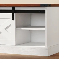 HOMCOM Coat Rack Shoe Bench Set 2-Piece Hall Tree Storage 4 Hooks Sliding Barn Doors White and Dk Walnut(m-10)