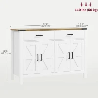 HOMCOM Sideboard Buffet Cabinet, Farmhouse Kitchen Storage Cabinet w/ 2 Drawers and Shelves for Living Room, Entryway(m-3)