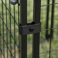 PawHut Outdoor Dog Kennel, Lockable Pet Playpen Crate with Top Cover, Black(m-7)