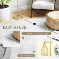 HOMCOM Industrial Floor Lamp with 3 Hanging Wire Lampshades, Dimmable Standing Lamp for Living Room, Gold(m-6)