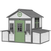 PawHut Wooden Chicken Coop, Hen House for 2-4 Hens, Outdoor Playhouse Poultry Cage with Nesting Boxes, Waterproof Roof, Windows(m-1)