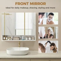 kleankin Wall Mounted Bathroom Medicine Cabinet with Mirror and Adjustable Shelves, White(m-7)