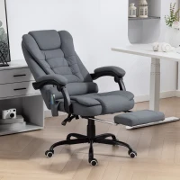 Vinsetto 7-Point Vibrating Massage Chair, Reclining Office Chair with Footrest, Reclining Back, Adjustable Height, Grey(m-1)