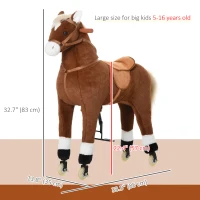 Qaba Kids Rocking Horse Walking Horse with Wheels, Large Size Moving Hobby Horse Ride on Toy Gift for Children 5-16 Years(m-3)