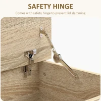 HOMCOM 39.5" Storage Chest with 2 Safety Hinges, Storage Box Organizer with Flip-Top Lid, Entryway Storage Bench, Oak(m-5)