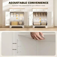 HOMCOM Sideboard Buffet Cabinet with Storage, 27" Kitchen Cabinet with Adjustable Shelf, 2 Drawers and 2 Doors, Coffee Bar Cabinet with Rubberwood Tabletop, White(m-6)