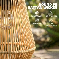 Outsunny 2 Pack Wicker Solar Lanterns Outdoor Waterproof Hanging Lights with Auto On/Off and Handles, Brown(m-6)
