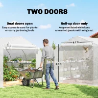 Outsunny 10'x11'x6' Walk-in Tunnel Greenhouse with Shelves, Mesh Door and Windows, Plant Hot House with PE Cover, White(m-7)