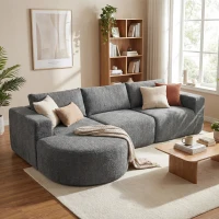 HOMCOM L Shaped Cloud Boneless Couch, Modular Sectional Sofa with Chaise and Deep Seat for Living Room, Bedroom, Dark Grey(m-10)