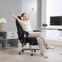 Vinsetto Massage Office Chair, Reclining Computer Chair with Adjustable Height and Footrest, Black(m-10)