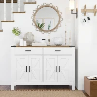 HOMCOM Sideboard Buffet Cabinet, Farmhouse Kitchen Storage Cabinet w/ 2 Drawers and Shelves for Living Room, Entryway(m-9)