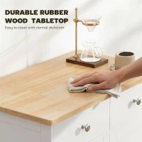 HOMCOM Sideboard Buffet Cabinet with Storage, 27" Kitchen Cabinet with Adjustable Shelf, 2 Drawers and 2 Doors, Coffee Bar Cabinet with Rubberwood Tabletop, White(m-5)