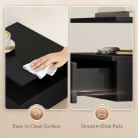 HOMCOM Floating Nightstand Set of 2, Wall Mounted Bedside Table with Drawer and Shelf, Small Night Stand for Bedroom, Black(m-7)