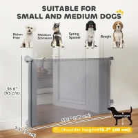 PawHut Retractable Dog Gate, 36.6" Tall,  Extends to 55" Wide, Mesh Pet Gate with Single Hand Operation, for Stairs, Doorways(m-3)