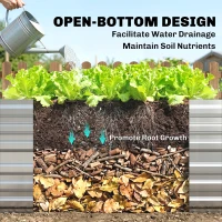 Outsunny Galvanized Raised Garden Bed, Steel Outdoor Planters with Reinforced Rods, 71" x 36" x 23", Silver(m-6)