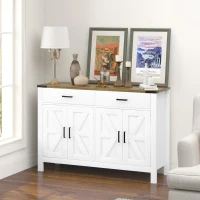 HOMCOM Sideboard Buffet Cabinet, Farmhouse Kitchen Storage Cabinet w/ 2 Drawers and Shelves for Living Room, Entryway(m-8)