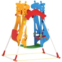 Qaba Kids Indoor Swing with Double Seats, Toddler Swing Set with Safety Belts for Aged 3-5, Play Room, Living Room(m-1)