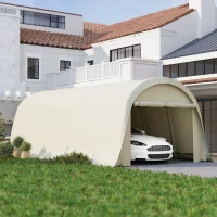 Outsunny 12' x 23.6' Heavy Duty Carport, UPF50+ Portable Garage Car Canopy Tent with Galvanized Frame, Large Door, Beige(m-2)