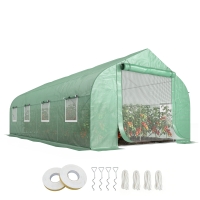 Outsunny 20' x 10' x 7' Walk-in Tunnel Greenhouse with Zippered Mesh Door and 8 Mesh Windows, Gardening Plant Hot House with Galvanized Steel Hoops, Green