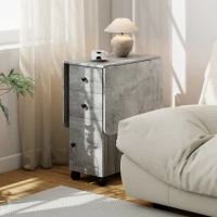 HOMCOM Drop Leaf Dining Table, Mobile Folding Table on Wheels with Drawers and Cabinet for Dining Room, Kitchen, Grey(m-10)