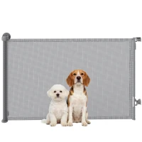 PawHut Retractable Dog Gate, 36.6" Tall,  Extends to 55" Wide, Mesh Pet Gate with Single Hand Operation, for Stairs, Doorways(m-11)