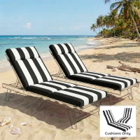 Outsunny Outdoor Chaise Lounge Cushions Set of 2 with 6 Ties, High-Density Foam, for Patio and Poolside, Black and White(m-2)