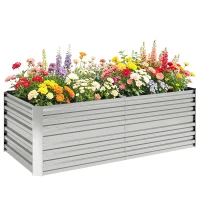 Outsunny Galvanized Raised Garden Bed, Steel Outdoor Planters with Reinforced Rods, 71" x 36" x 23", Silver(m-1)