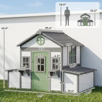 PawHut Wooden Chicken Coop, Hen House for 2-4 Hens, Outdoor Playhouse Poultry Cage with Nesting Boxes, Waterproof Roof, Windows(m-3)