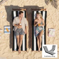 Outsunny Outdoor Chaise Lounge Cushions Set of 2 with 6 Ties, High-Density Foam, for Patio and Poolside, Black and White(m-8)