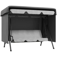 Outsunny 3-Seater Patio Swing Cover, Outdoor Garden Furniture Protection Hammock Glider Cover, Waterproof Dustproof Windproof, 85" x 61" x 59", Dark Grey(m-11)