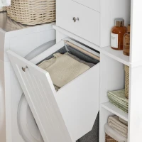 HOMCOM 67" Tall Bathroom Storage Cabinet, Slim Bathroom Cabinet with Tilt-Out Laundry Basket, White(m-10)