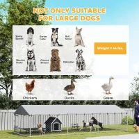 PawHut Dog Kennel Outdoor Dog Run Waterproof UV-Resist Cover Lockable Door Adjustable Bowls 20 x 7.5 x 5ft(m-9)