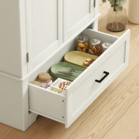 HOMCOM 69" Tall Farmhouse Kitchen Pantry Cabinet with 2 Doors, Drawer and Adjustable Shelves, Cream White(m-10)