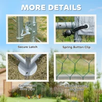 PawHut Metal Chicken Coop, 9.8 x 11.2 FT Walk-in Chicken Run with Cover, Lockable Door, Outdoor Poultry Cage for 10-15 Chickens(m-6)