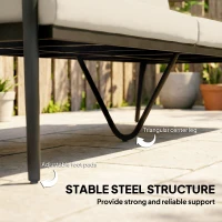 Outsunny 3 Seater Outdoor Patio Sofa, Outdoor Couch with Wood-Effect Armrests, Wicker Backrest, Cushions for Garden Yard, Khaki(m-7)