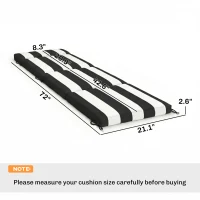 Outsunny Outdoor Chaise Lounge Cushions Set of 2 with 6 Ties, High-Density Foam, for Patio and Poolside, Black and White(m-3)