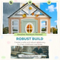 Qaba Kids Outdoor Playhouse, Wooden Cottage Play House with Pet Door, Play Kitchen, Half Door and Windows for Indoor Outdoor(m-5)