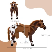 Qaba Standing Ride on Horse, Plush Pony Toy for Kids with Neighing Sound, Soft Padding, for Cowboy Cowgirl Aged 3-8 Years Old, Brown(m-3)