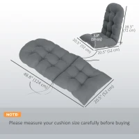 Outsunny Adirondack Chair Cushions Set of 2 with Ties, Grey(m-3)