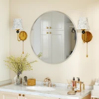 HOMCOM 24" Decorative Wall Mirror for Bedroom Living Room, Modern Round Bathroom Mirror for Home Decor, Silver(m-8)