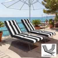 Outsunny Outdoor Chaise Lounge Cushions Set of 2 with 6 Ties, High-Density Foam, for Patio and Poolside, Black and White(m-9)