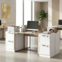 HOMCOM 2 Drawer Filing Cabinet with Lock, Office Storage Cabinet with Adjustable Hanging Bars for A4 Letter Size Files, White(m-9)
