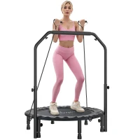 Soozier 40" Foldable Mini Trampoline, Rebounder Trampoline for Adults with Adjustable Foam Handle, Black(m-11)