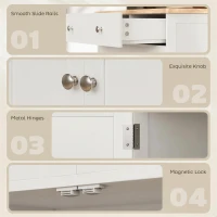 HOMCOM Sideboard Buffet Cabinet with Storage, 27" Kitchen Cabinet with Adjustable Shelf, 2 Drawers and 2 Doors, Coffee Bar Cabinet with Rubberwood Tabletop, White(m-7)