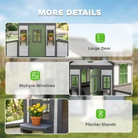 PawHut Wooden Chicken Coop, Hen House for 2-4 Hens, Outdoor Playhouse Poultry Cage with Nesting Boxes, Waterproof Roof, Windows(m-8)