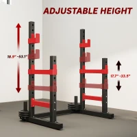 Soozier Adjustable Squat Rack, 660lbs Multi-Functional Bench Press Rack for Weight Lifting Home Gym Strength Training, Red(m-5)