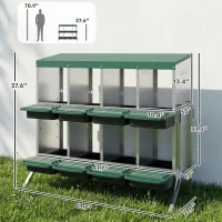 PawHut Chicken Nesting Boxes, 8 Compartment Metal Nesting Boxes for Chickens, Two-Tier Egg Laying Boxes with Vented Holes(m-3)